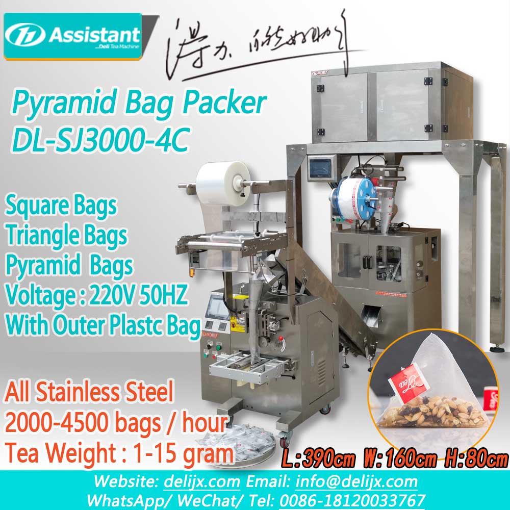 porcelana Pyramid/Triangle Tea Bag With Out Plastic Bag Packing Machine DL-SJ3000-4C fabricante